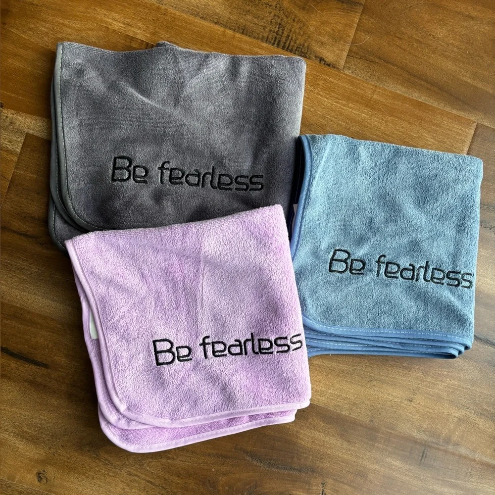 Wuwahold Microfiber Gym Towel Set of 3. Be Fearless' Embroidery